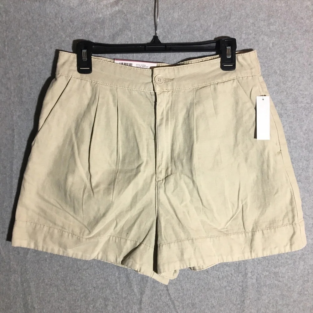 Womens NWT Joie Pleated Shorts Tan Casual boho Beachy Lagenlook Contemporary
